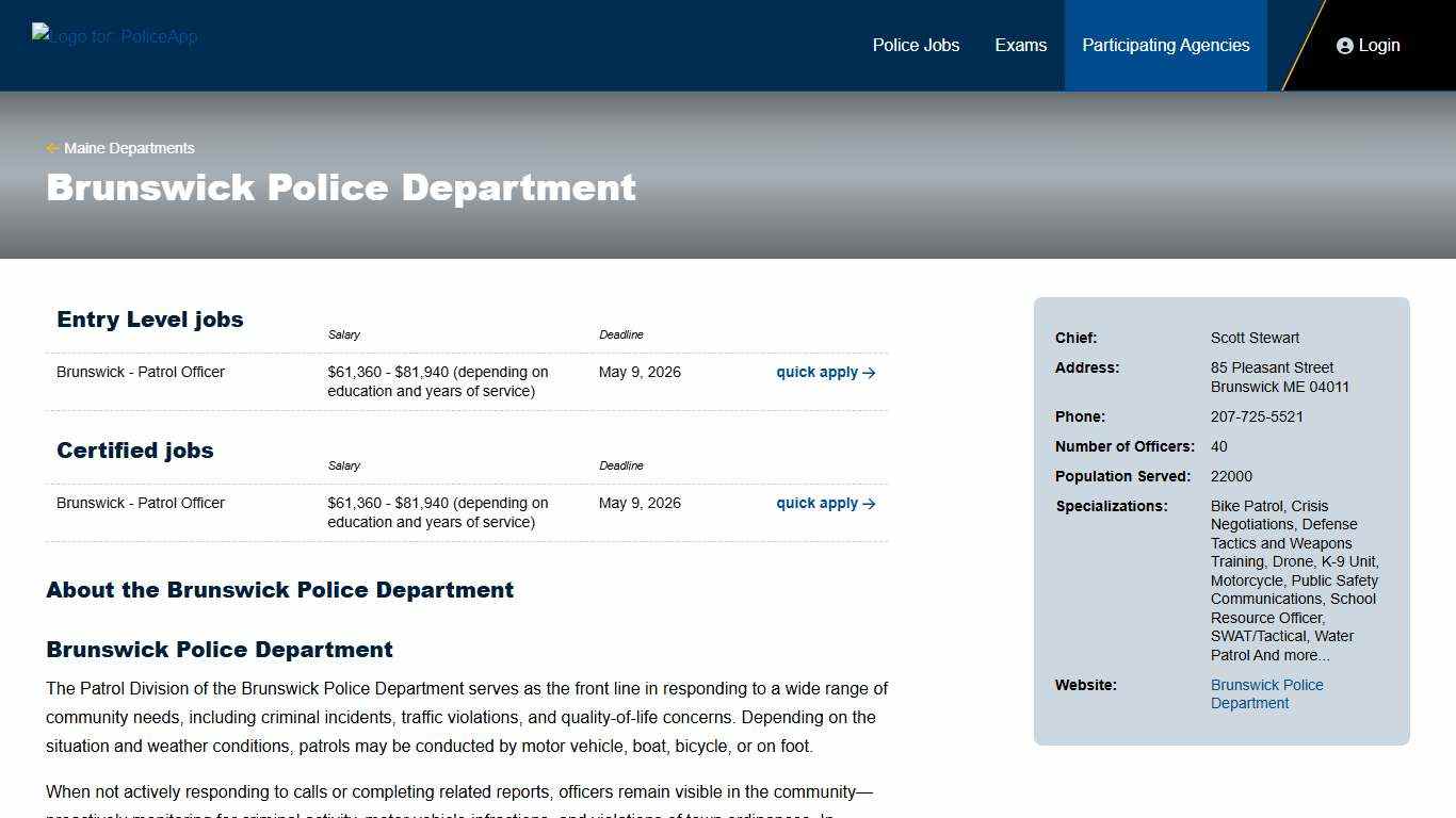 Brunswick ME Police Department PoliceApp